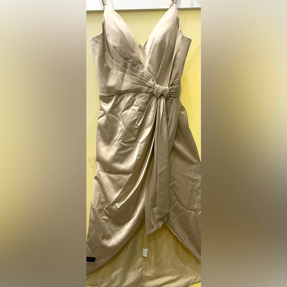 Spaghetti Strap High Slit A-Line Evening Wear Champagne